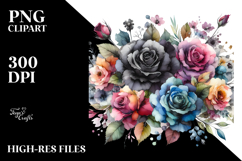 Colorful Black Roses, PNG Product Image 2
