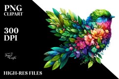 Vibrant Watercolor Bird with Flowers, PNG Product Image 3