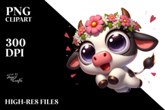 Cartoon Cow Flower Crown PNG Product Image 2