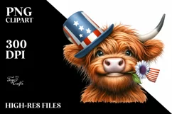 Shy Highland Cow with Flower | Clipart Product Image 3