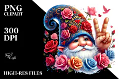 Valentines Gnome Roses Victory PNG Product Image 2