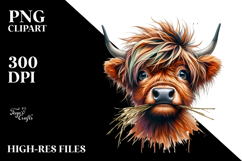 Crazy Highland Cow with Cool Hair PNG Product Image 2