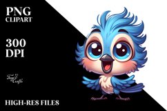 Colorful Baby Blue Jay Smiling | Sublimation Clipart Product Image 1