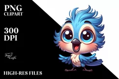 Colorful Baby Blue Jay Smiling | Sublimation Clipart Product Image 1