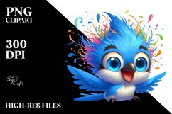 Colorful Baby Blue Jay Smiling | Sublimation Clipart Product Image 3