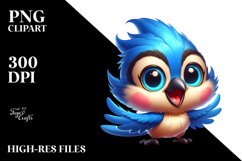 Colorful Baby Blue Jay Smiling | Sublimation Clipart Product Image 1