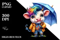 Cute Baby Cow Playing PNG Product Image 3