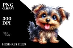 Crazy Yorkshire Terrier Funny Watercolor | Clipart Product Image 3