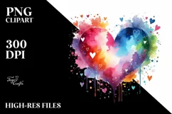 Colorful Heart Watercolor PNG Product Image 2