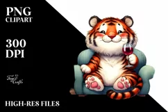Funny Tiger of Wine Clipart Product Image 3