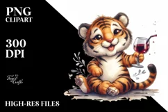 Funny Tiger of Wine Clipart Product Image 3