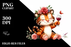 Funny Tiger of Wine Clipart Product Image 1
