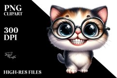 Watercolor Cat with es | Expressive Clipart Product Image 1