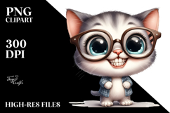 Watercolor Cat with es | Expressive Clipart Product Image 2