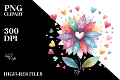 Simple Cute Flower with Hearts, PNG Product Image 2