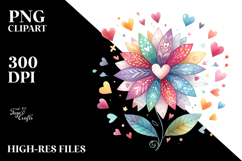 Simple Cute Flower with Hearts, PNG Product Image 2