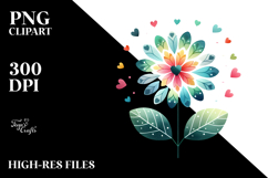 Colorful Digital Flower with Heart Petals, Transparent PNG Product Image 2