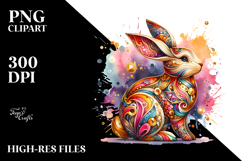 Colorful Wooden Bunny PNG Product Image 2