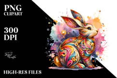 Colorful Wooden Bunny PNG Product Image 2