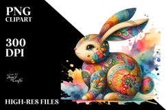 Colorful Wooden Bunny PNG Product Image 2