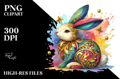 Colorful Wooden Bunny PNG Product Image 2