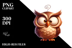 Silly Cartoon Owl with Expressive Eyes PNG Product Image 2