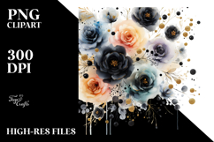 Colorful Black Roses Gold | Clipart Product Image 2