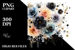 Colorful Black Roses Gold | Clipart Product Image 1