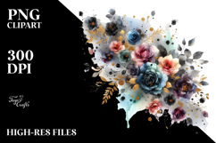 Colorful Black Roses Gold | Clipart Product Image 2