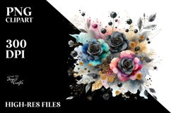 Colorful Black Roses Gold | Clipart Product Image 2