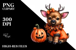Cute Baby Elk Dressed for Halloween | Clipart Product Image 1