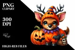 Cute Baby Elk Dressed for Halloween | Clipart Product Image 1