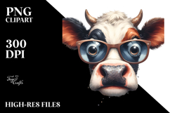Funny Baby Cow with Funny Sunglasses PNG Product Image 2