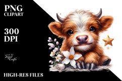 Cute Baby Highland Cow | Sublimation | Clipart Product Image 1