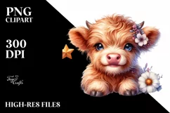 Cute Baby Highland Cow | Sublimation | Clipart Product Image 1