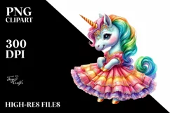 Baby Unicorn in Waltz Dancer's Gown, Print-Ready PNG Product Image 3
