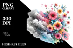Cute Flower Watercolor Painting with Splashes Made of Product Image 2
