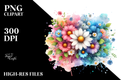 Colorful Flower Splashes Painting, PNG Product Image 2