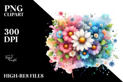 Colorful Flower Splashes Painting, PNG Product Image 2