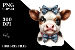 Funny Baby Cow with Bow, Transparent PNG Product Image 2