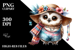 Digital Watercolor Adorned Owl Beachwear PNG Product Image 2