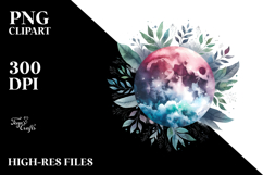 Vibrant Abstract Moon with Foliage and Clouds | Sublimation Product Image 2