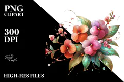 Impatiens Watercolor Splash PNG Product Image 2