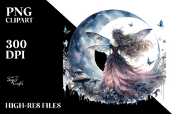 Gothic Fairy on the Moon PNG Product Image 2