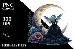 Gothic Fairy on the Moon PNG Product Image 2