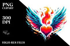 Heart with Wings and Fire, Transparent PNG Product Image 2
