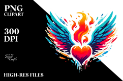 Heart with Wings and Fire, Transparent PNG Product Image 2