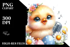 cute Baby Chicken with Singer Look PNG Product Image 2