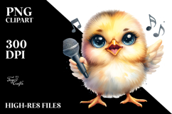 cute Baby Chicken with Singer Look PNG Product Image 2