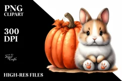 Funny Baby Bunny Pumpkin Clipart Product Image 3
